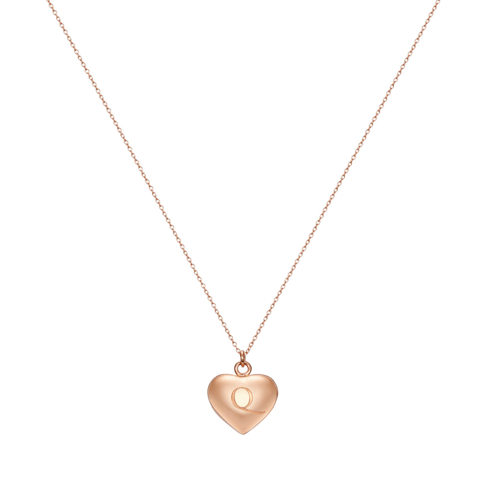 Taylor and Vine Love Letter Q Heart Pendant Rose Gold Necklace Engraved I Love You 2