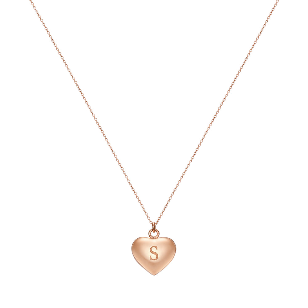 Taylor and Vine Love Letter S Heart Pendant Rose Gold Necklace Engraved I Love You 1