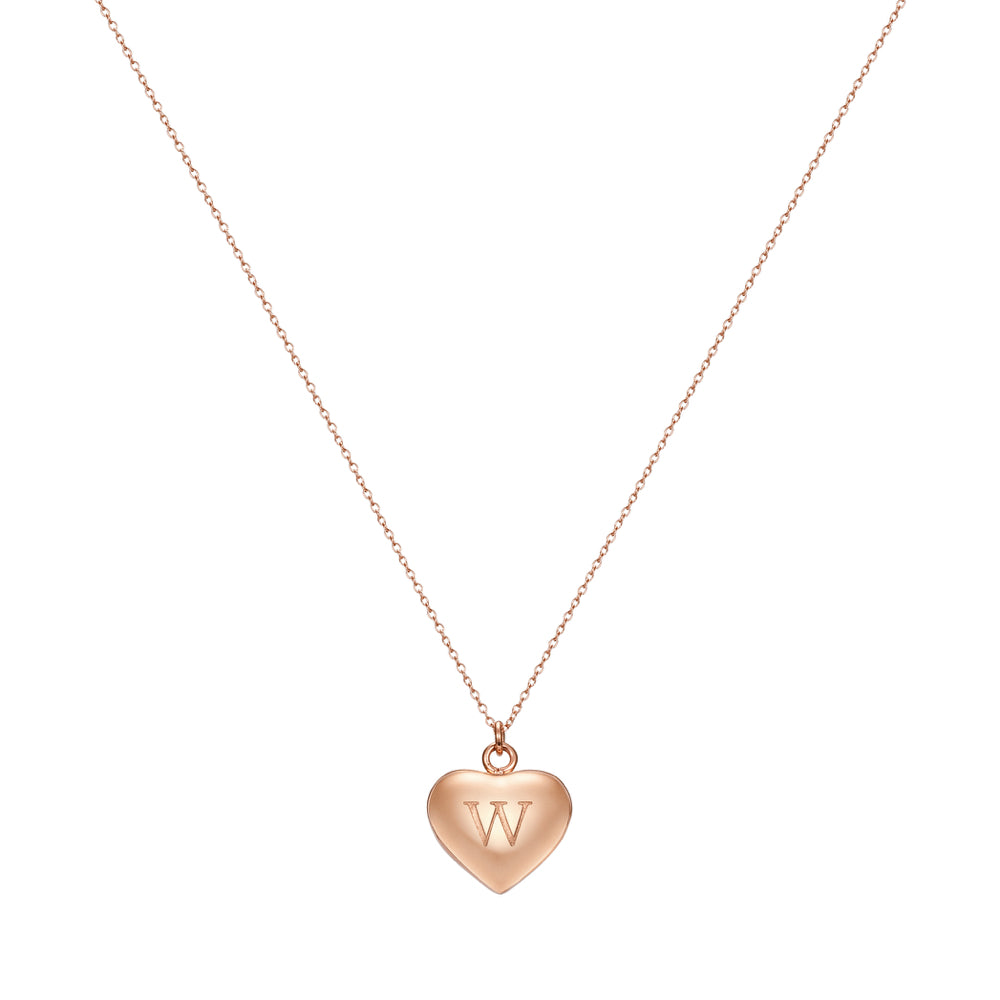 Taylor and Vine Love Letter W Heart Pendant Rose Gold Necklace Engraved I Love You 1