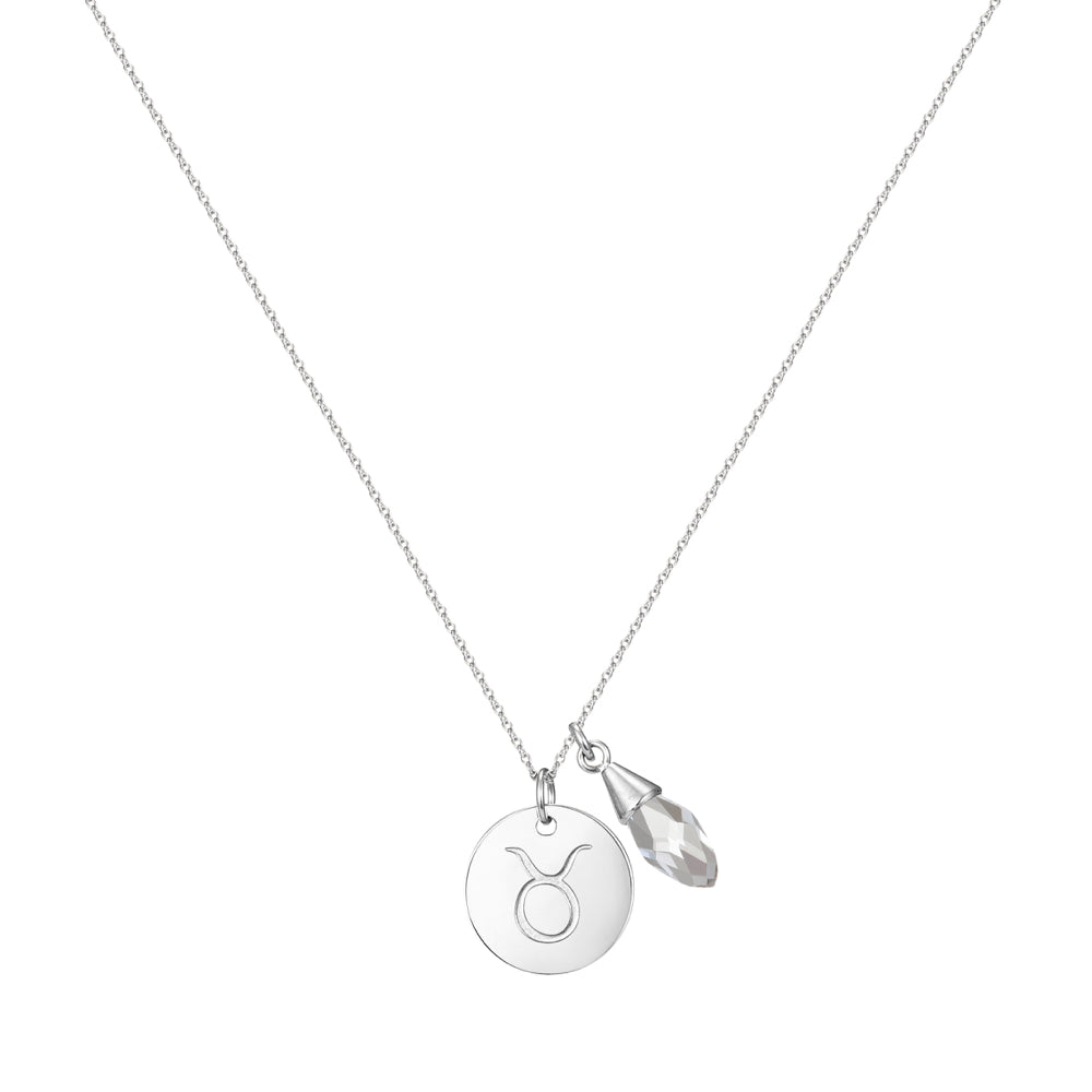 Taylor and Vine Star Signs Taurus Silver Necklace with Birth Stone 1