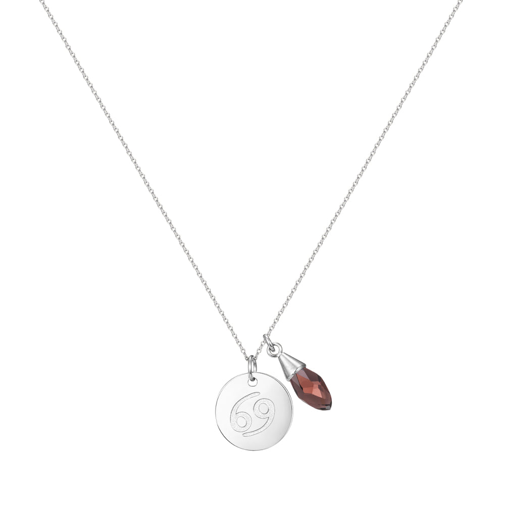Taylor and Vine Star Signs Cancer Silver Necklace with Birth Stone 1