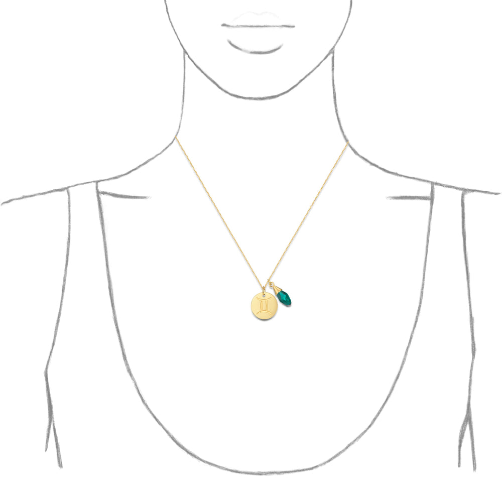 Taylor and Vine Star Signs Gemini Gold Necklace with Birth Stone 2