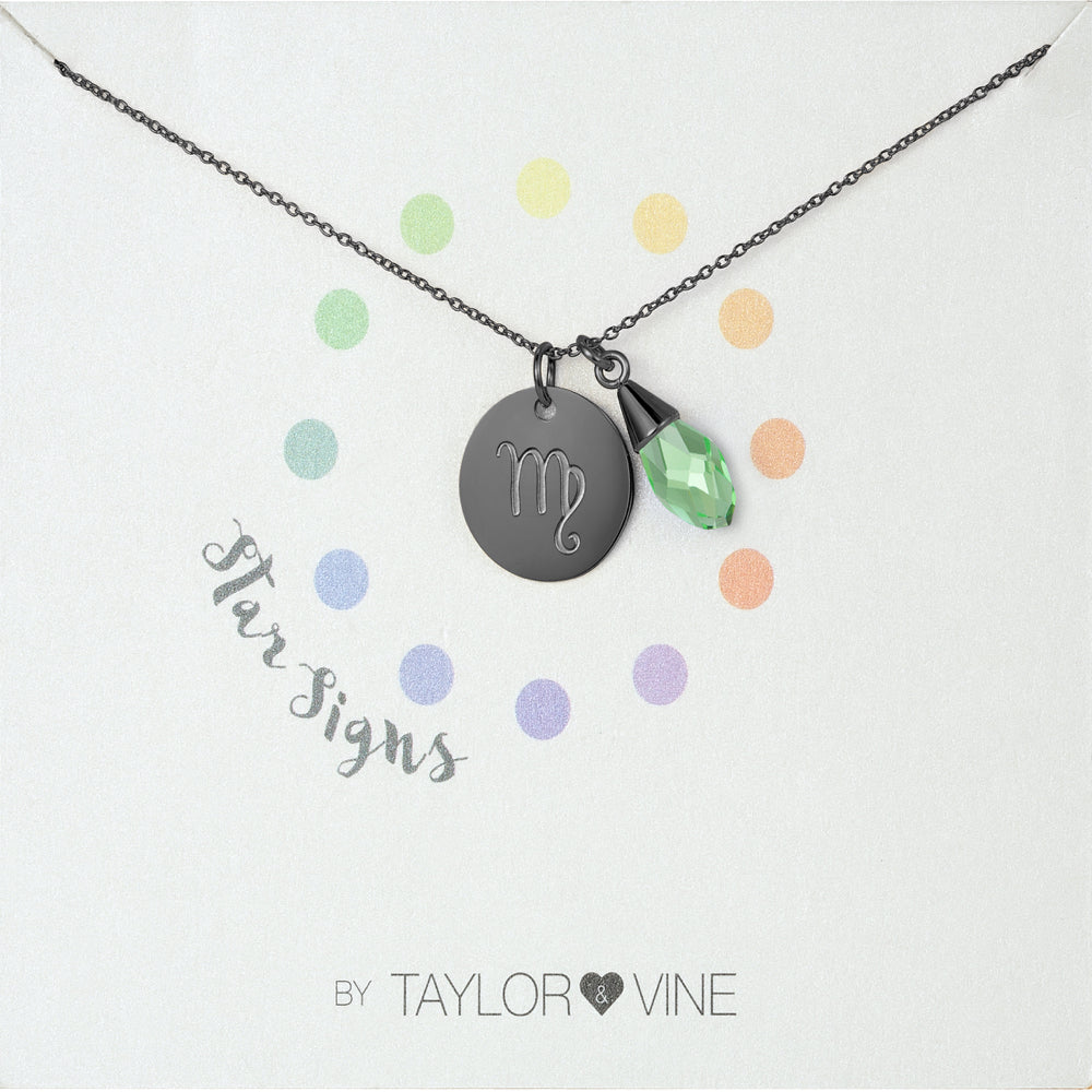 Taylor and Vine Star Signs Virgo Black Necklace with Birth Stone