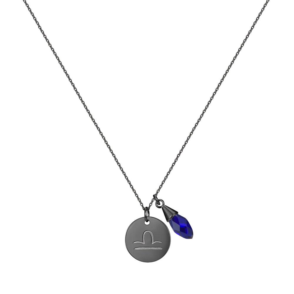 Taylor and Vine Star Signs Libra Black Necklace with Birth Stone 1