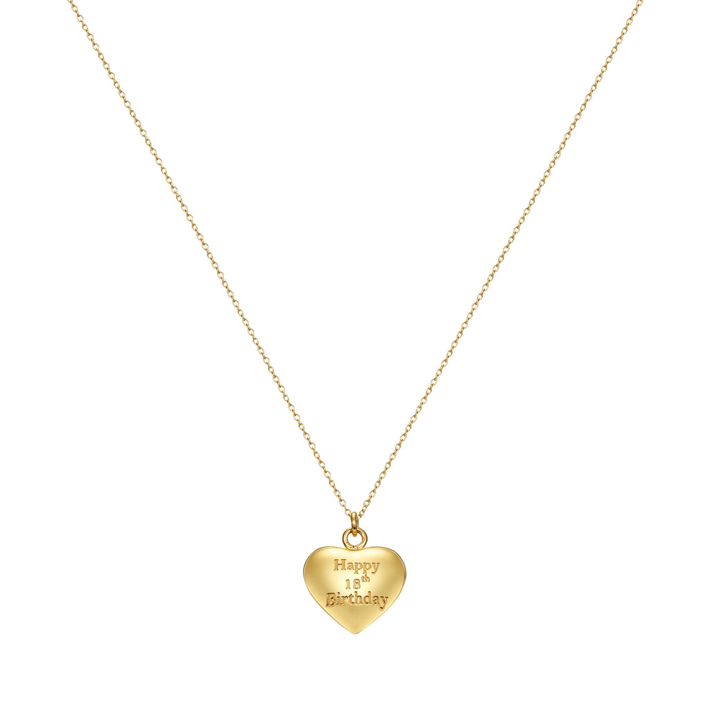 Taylor and Vine Gold Heart Pendant Necklace Engraved Happy 18th Birthday 4