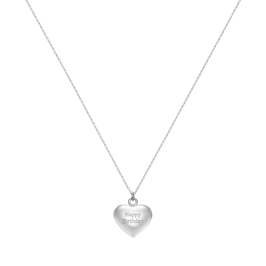 Taylor and Vine Silver Heart Pendant Necklace Engraved Happy Birthday 8