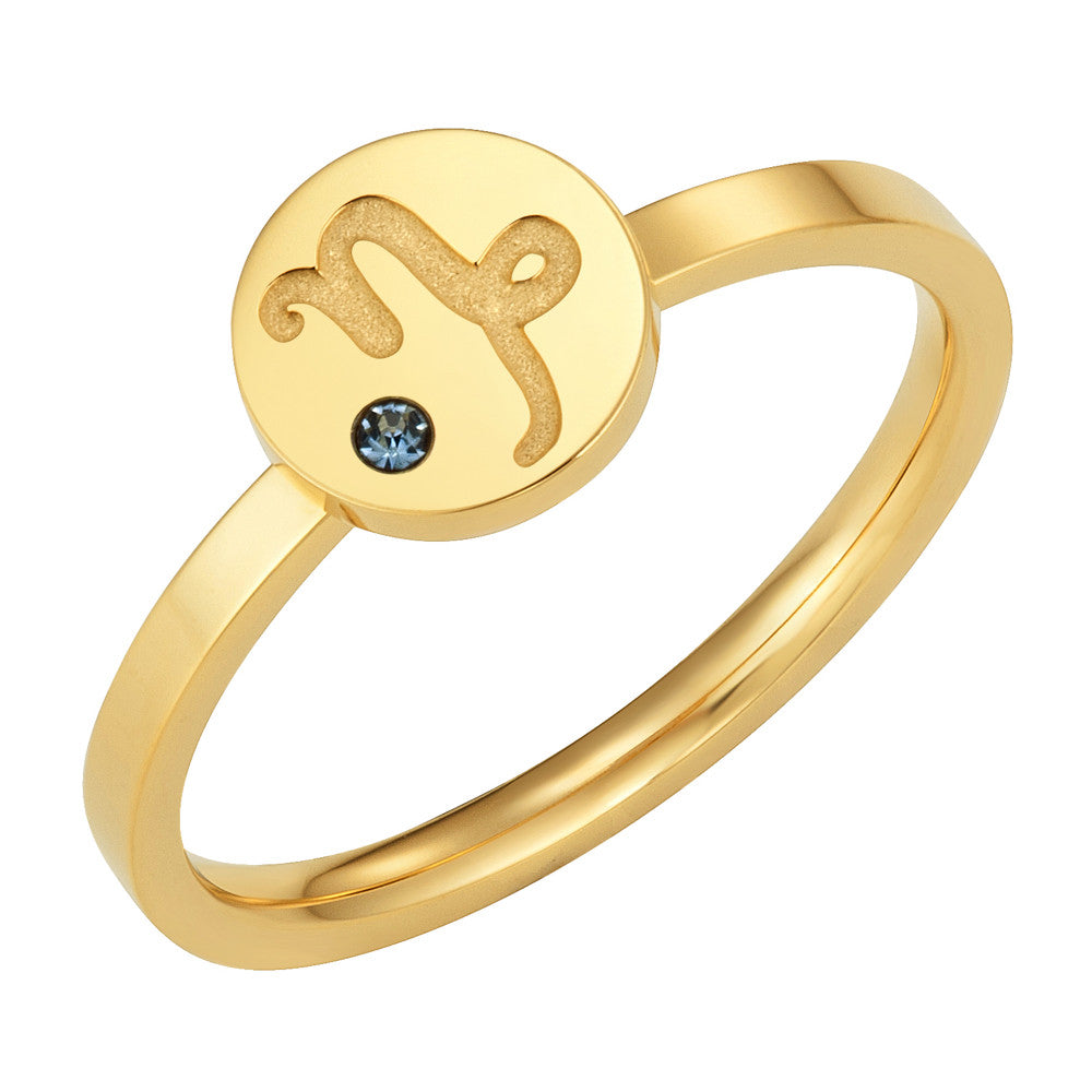 Taylor and Vine Star Signs Capricorn Gold Ring with Birth Stone 1