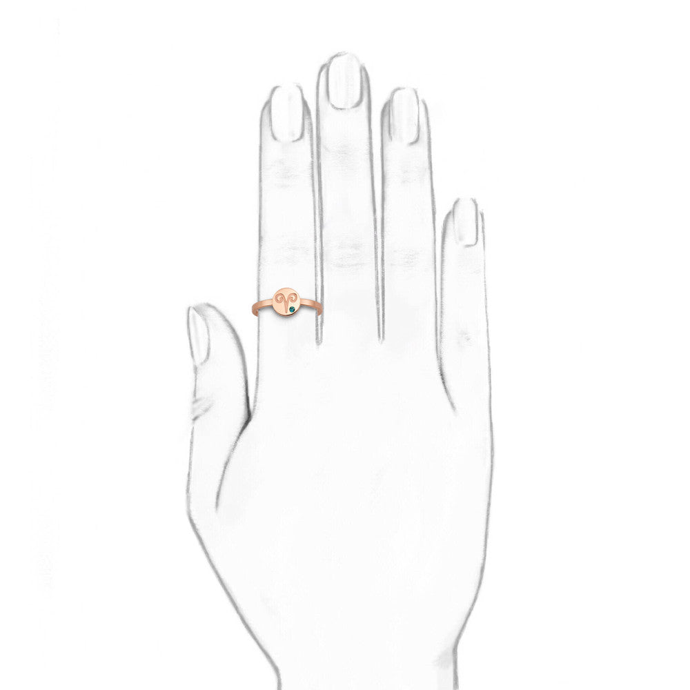 Taylor and Vine Star Signs Aries Rose Gold Ring with Birth Stone 2