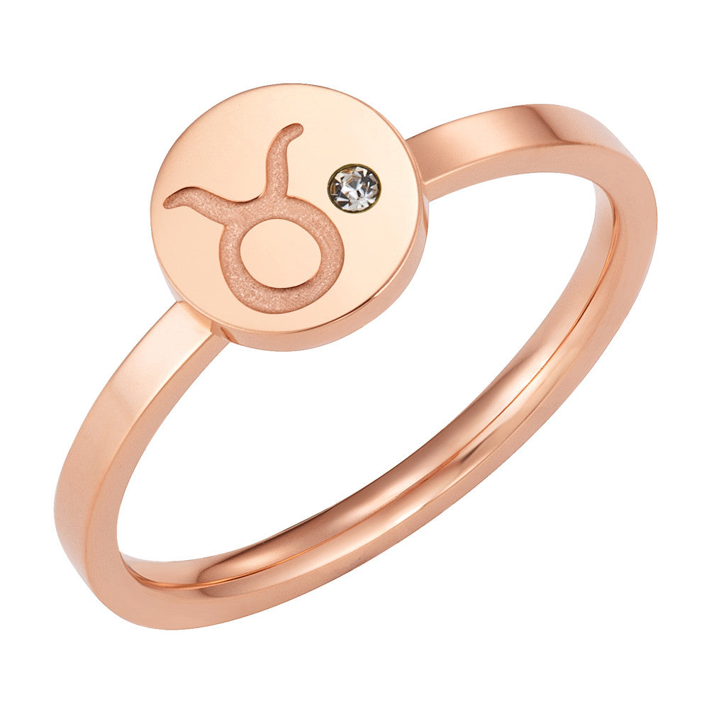 Taylor and Vine Star Signs Taurus Rose Gold Ring with Birth Stone 1