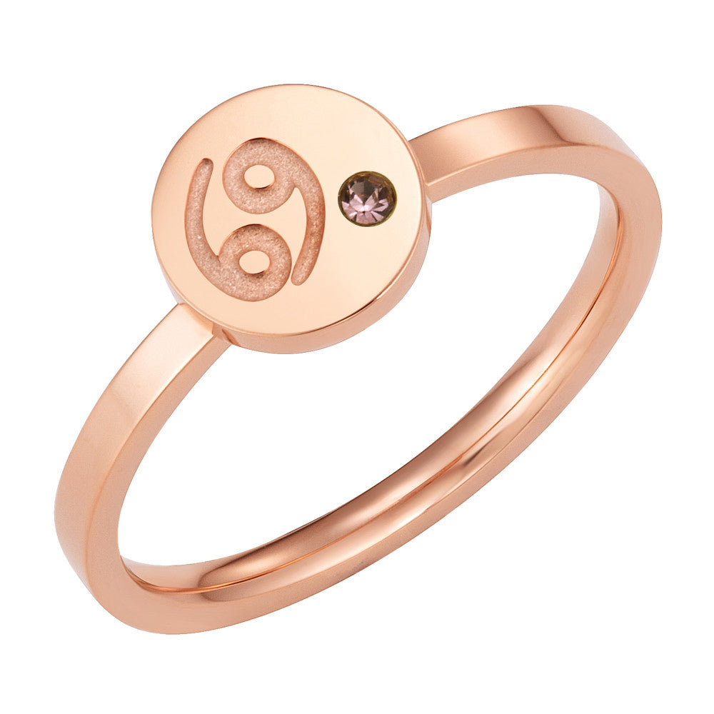 Taylor and Vine Star Signs Cancer Rose Gold Ring with Birth Stone 1