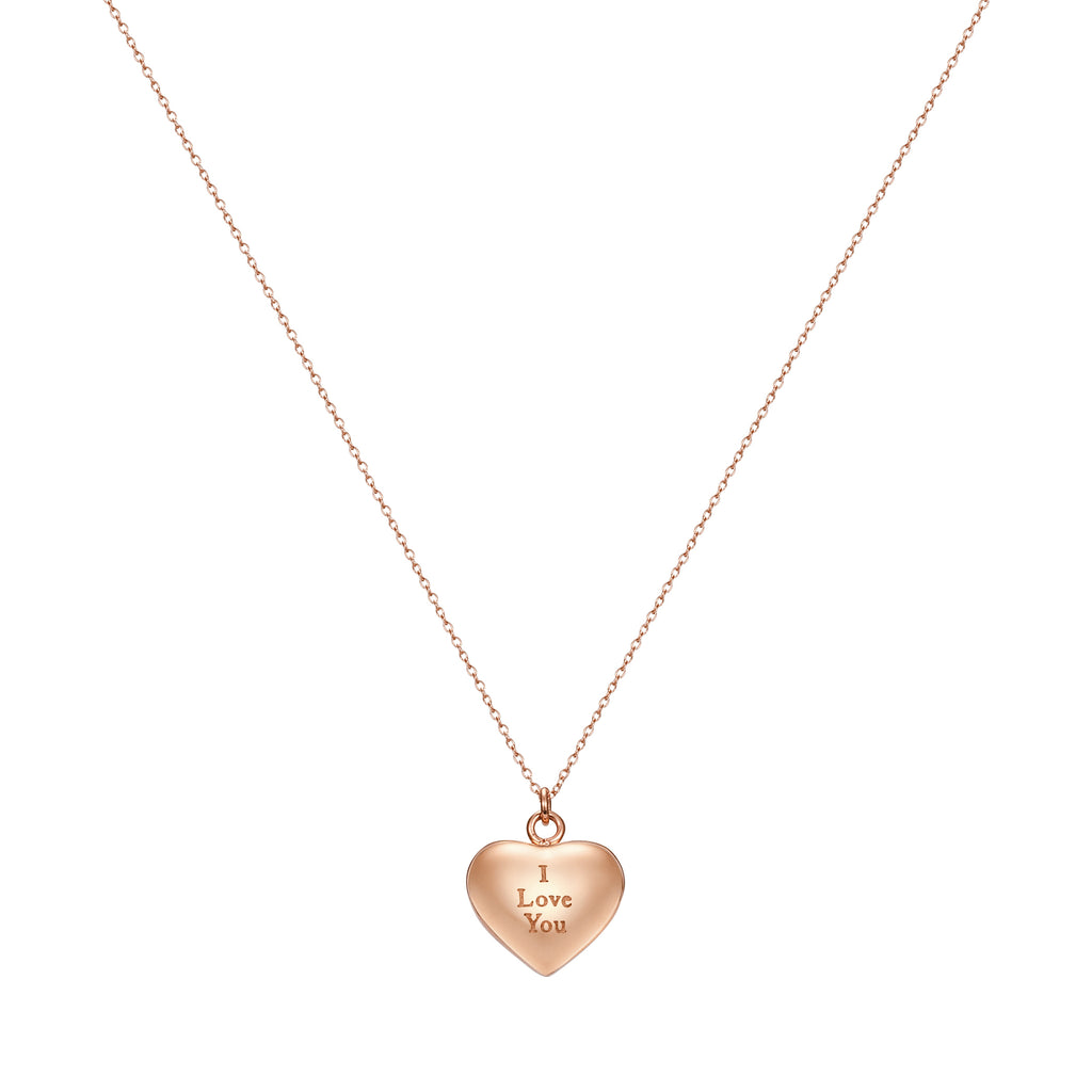 Taylor and Vine Love Letter Heart Pendant Rose Gold Necklace Engraved I Love You 